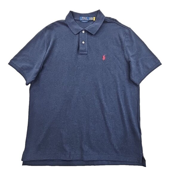 NEW Polo Ralph Lauren Mesh Cotton Polo Men's L Heathered Blue NWT MSRP $110 - Picture 1 of 13